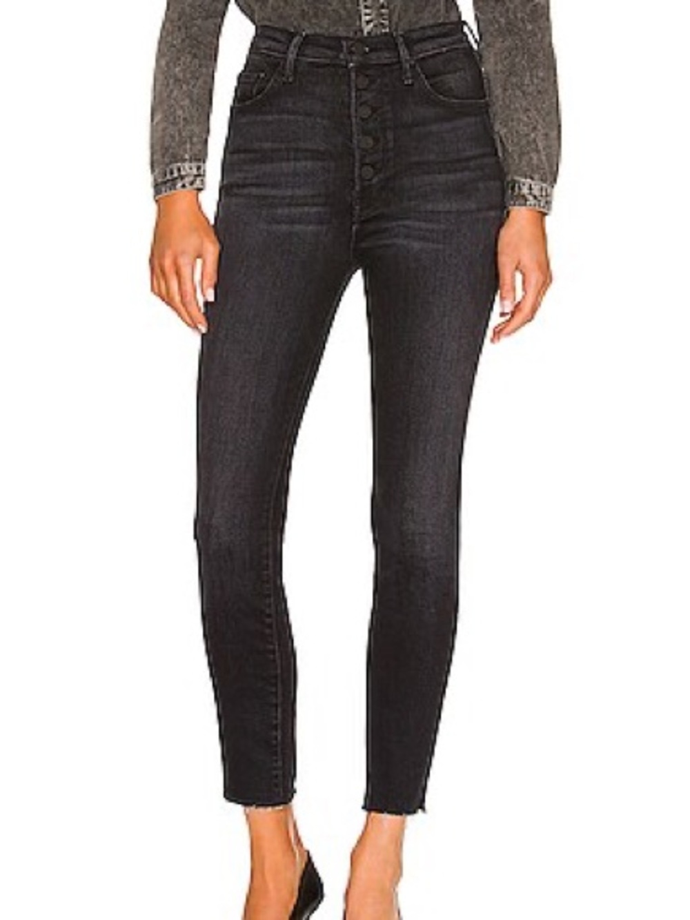 MOTHER The Pixie Swooner Ankle Fray Skinny Jeans WOMENS SZ 29 Thunder Road